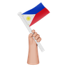 3d hand holding flag of philippines logo