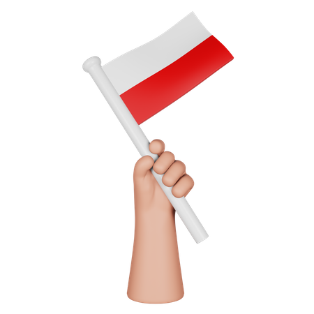 Hand Holding Flag Of Poland  3D Icon