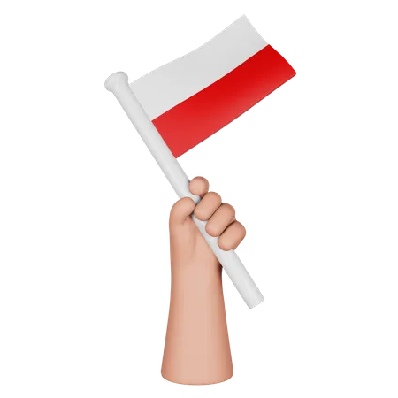 Hand Holding Flag Of Poland  3D Icon