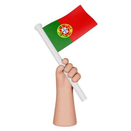 Hand Holding Flag Of Portugal  3D Icon