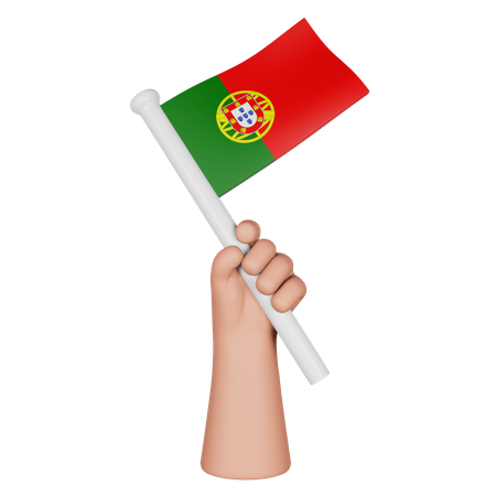 Hand Holding Flag Of Portugal 3D Icon
