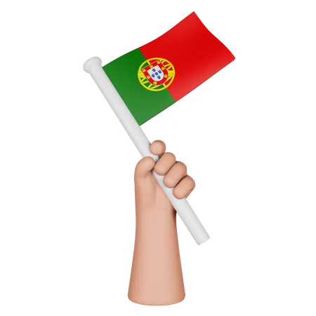Hand Holding Flag Of Portugal 3D Icon
