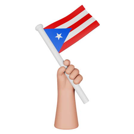 Hand Holding Flag Of Puerto Rico  3D Icon