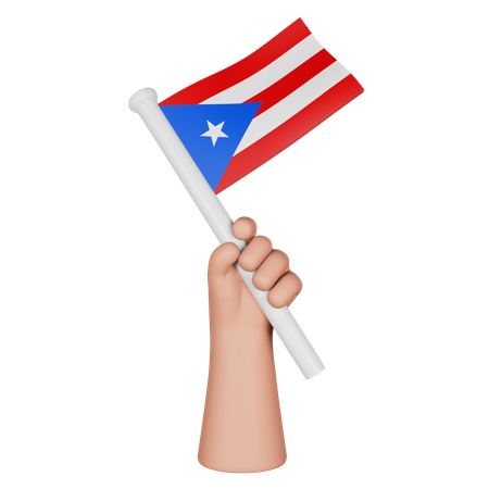 Hand Holding Flag Of Puerto Rico  3D Icon