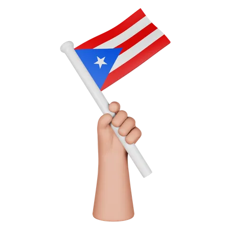 Hand Holding Flag Of Puerto Rico  3D Icon