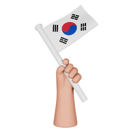 Hand Holding Flag Of Republic Of Korea  3D Icon