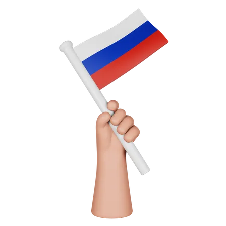 Hand Holding Flag Of Russia  3D Icon