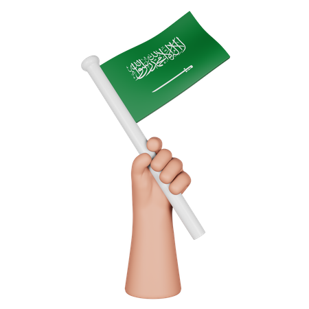 Hand Holding Flag Of Saudi Arabia  3D Icon