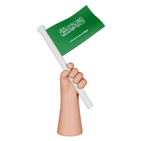 Hand Holding Flag Of Saudi Arabia  3D Icon
