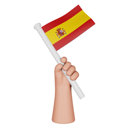 Hand Holding Flag Of Spain  3D Icon
