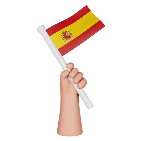 Hand Holding Flag Of Spain  3D Icon