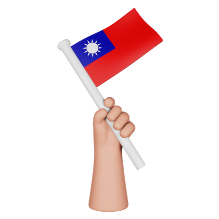 Hand Holding Flag Of Taiwan  3D Icon