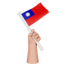 hand holding flag of taiwan 3d illustration