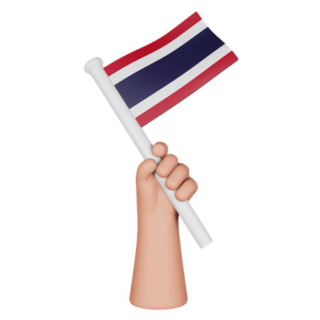 Hand Holding Flag Of Thailand 3D Icon