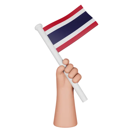 Hand Holding Flag Of Thailand  3D Icon