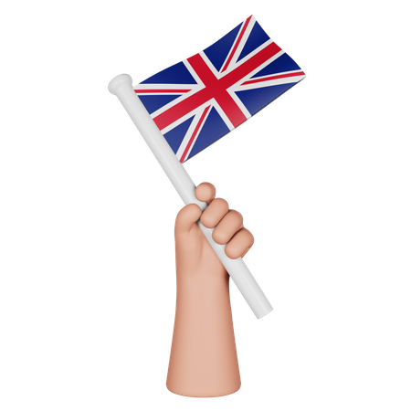 Hand Holding Flag Of United Kindom  3D Icon