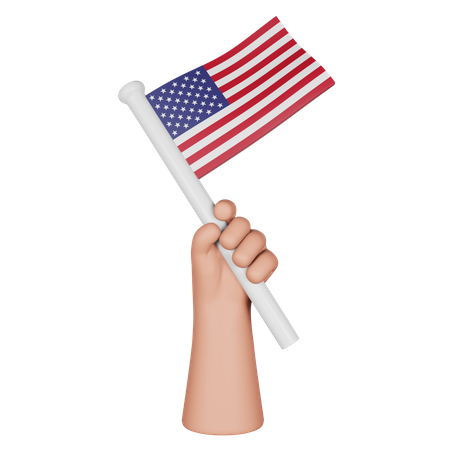 Hand Holding Flag Of United States  3D Icon