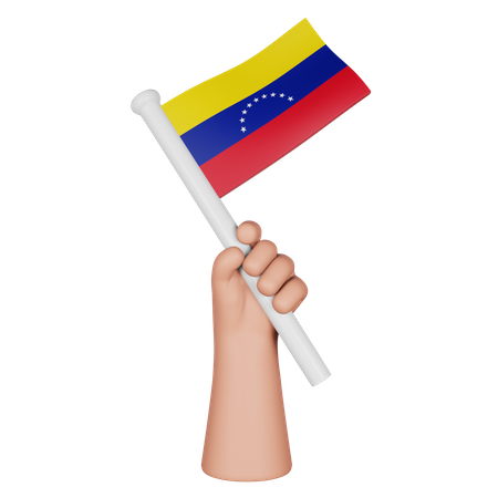 Hand Holding Flag Of Venezuela  3D Icon