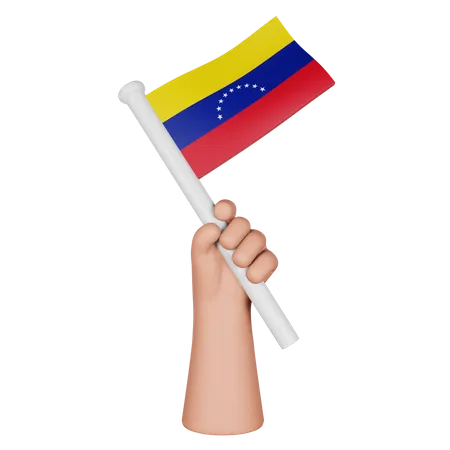 Hand Holding Flag Of Venezuela 3D Icon