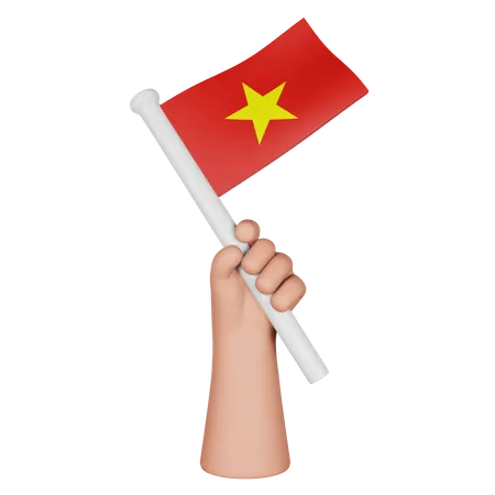 Hand Holding Flag Of Vietnam  3D Icon
