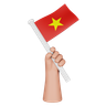 3ds of hand holding flag of vietnam
