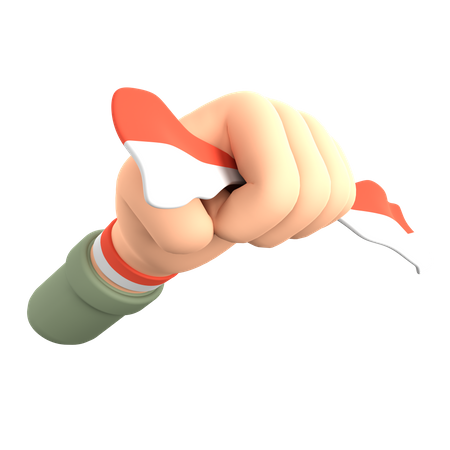 Hand Holding Flag With Green Sleeves  3D Icon