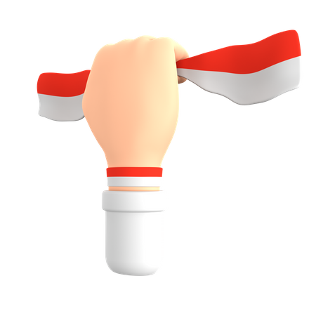 Hand Holding Flag With White Sleeves  3D Icon