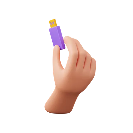 Hand Holding Flashdisk  3D Icon