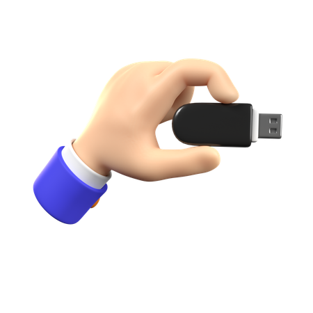 Hand Holding FlashDisk  3D Icon
