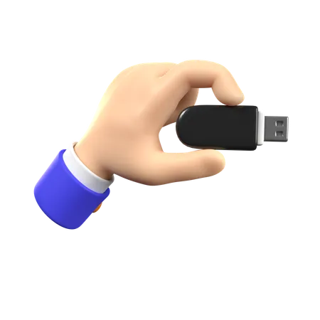 Hand Holding FlashDisk  3D Icon