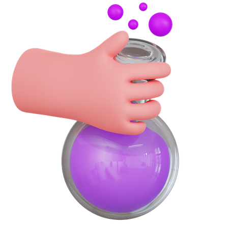 Hand Holding Flask With Purple Liquid  3D Icon