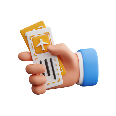 Hand holding Flight ticket  3D Icon