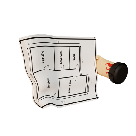 Hand holding floor plan  3D Icon