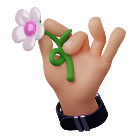 Hand Holding Flower  3D Icon