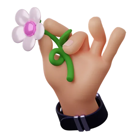 Hand Holding Flower  3D Icon