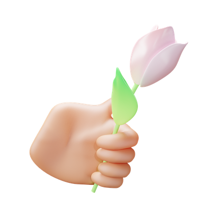 Hand holding flower  3D Icon