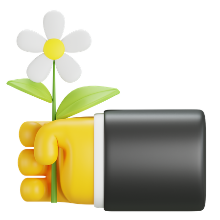 Hand Holding Flower  3D Icon