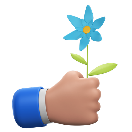 Hand Holding Flower  3D Icon