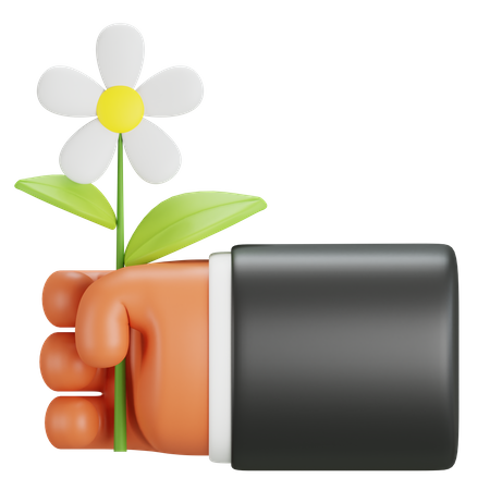 Hand Holding Flower  3D Icon