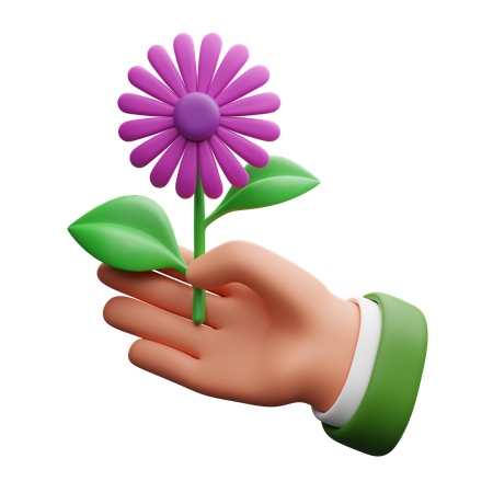Hand Holding Flower  3D Icon