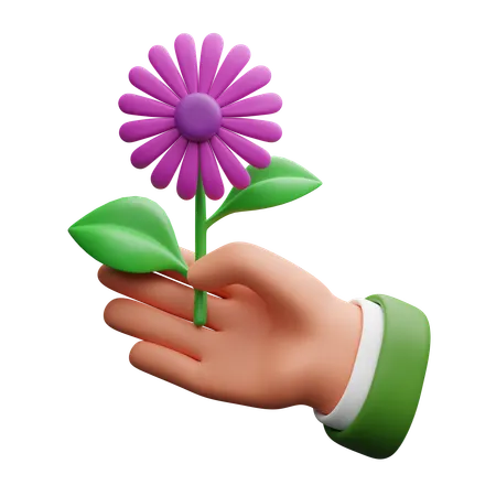 Hand Holding Flower  3D Icon