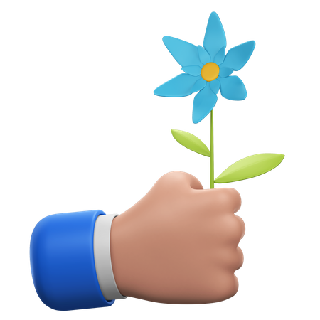 Hand Holding Flower  3D Icon