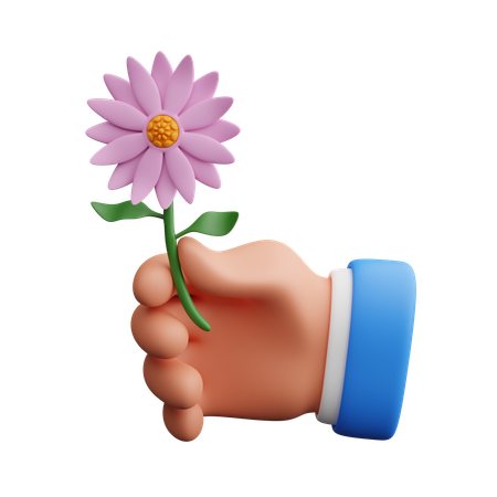 Hand Holding Flower  3D Icon