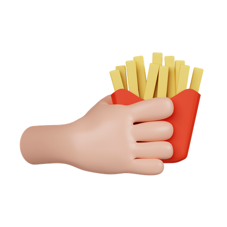 Hand Holding French Fries  3D Icon