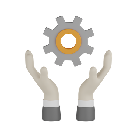 Hand Holding Gear  3D Icon