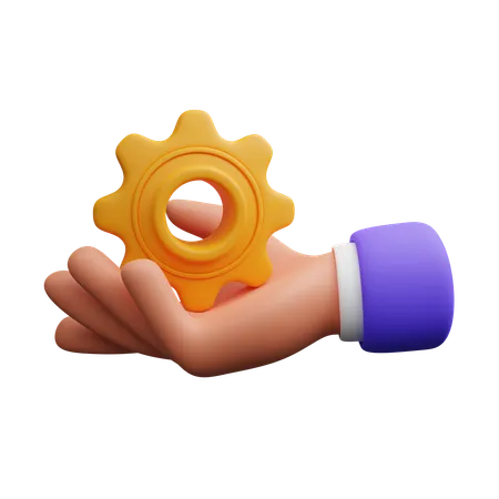 Hand holding gear  3D Icon