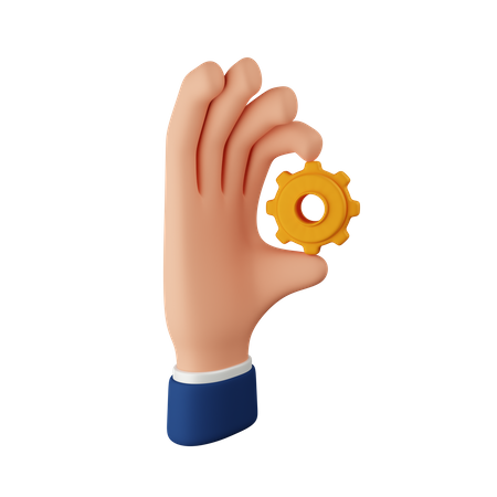 Hand Holding Gear  3D Icon