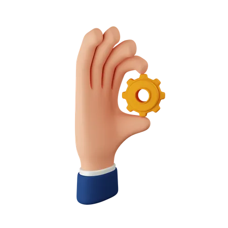 Hand Holding Gear  3D Icon