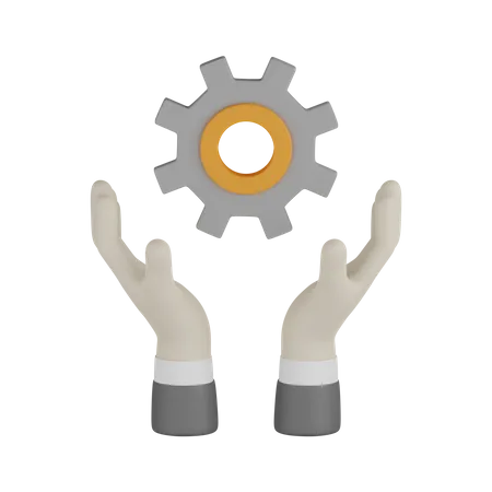 Hand Holding Gear  3D Icon