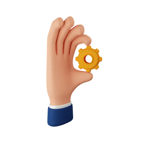 Hand Holding A Gear Download This Item Now 3D Icon